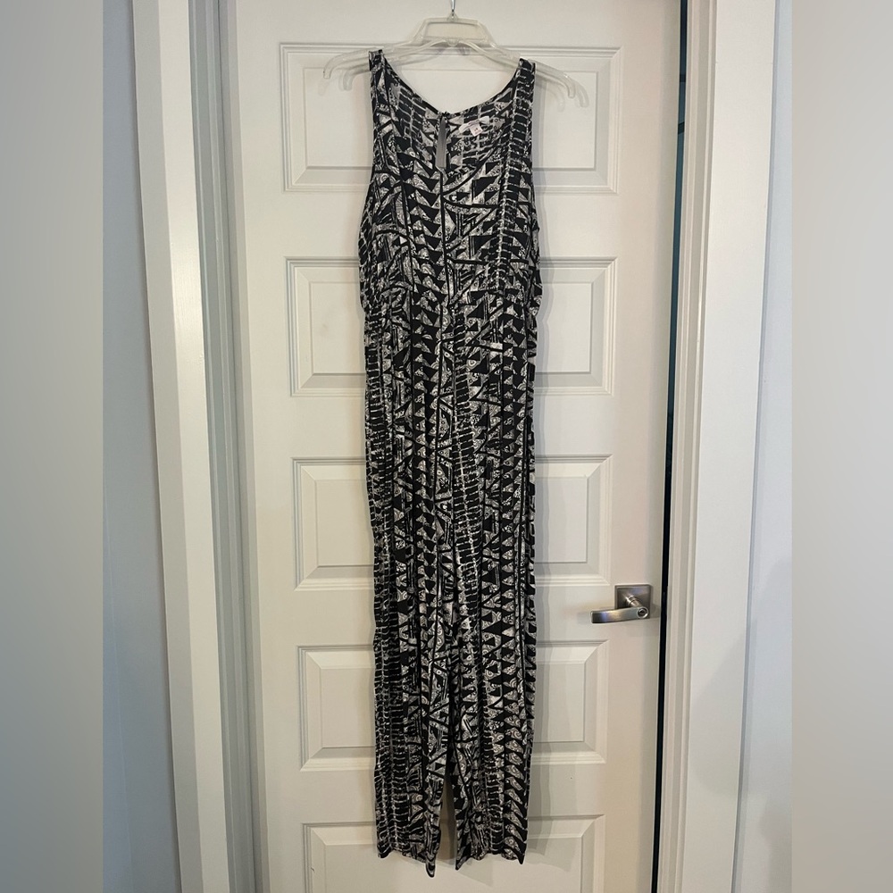 Target brand Mossimo Black and Cream Geometric Jumpsuit